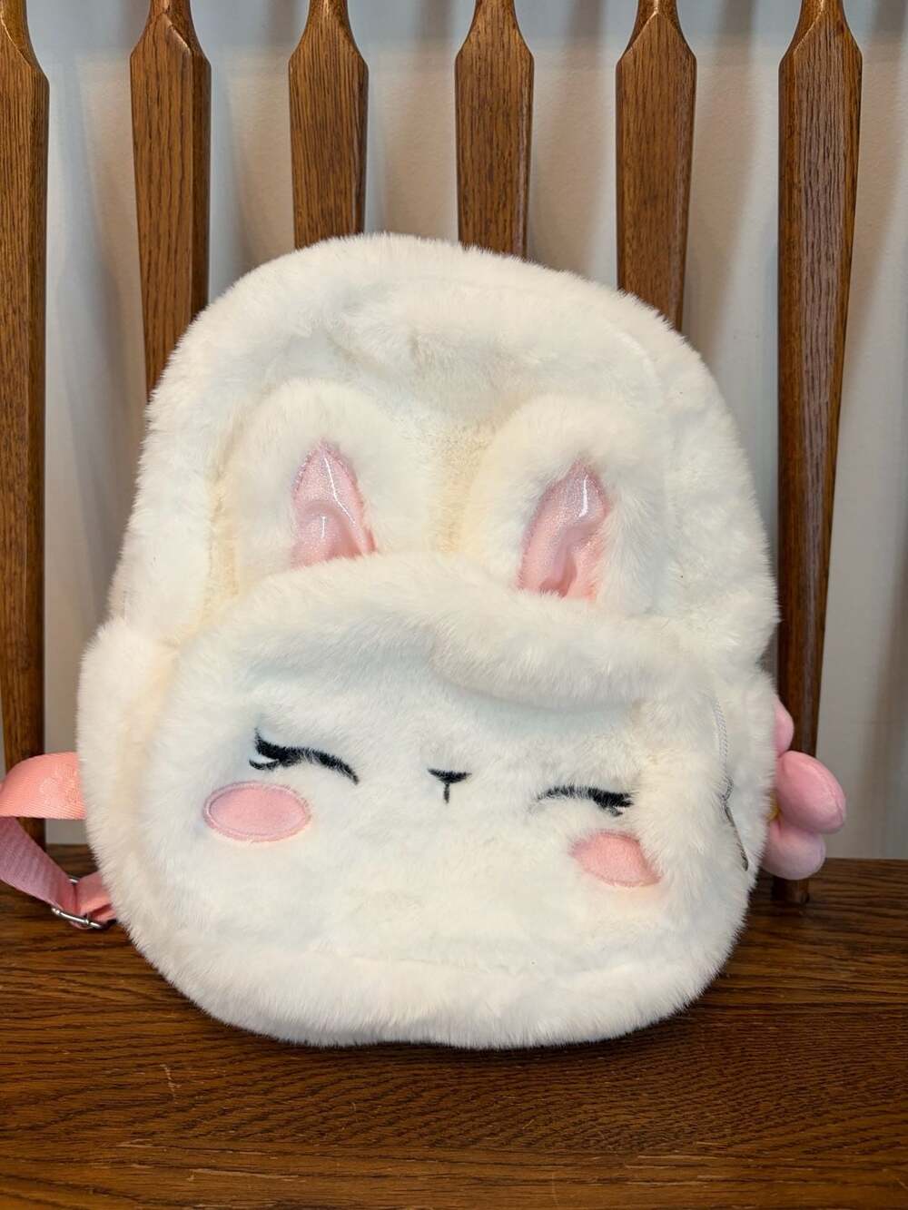 Claire's Club Bunny Plush Backpack White Pink